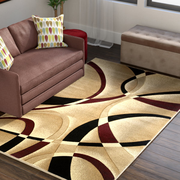 Ebern Designs Dov Abstract Area Rug in Burgundy & Reviews Wayfair.ca